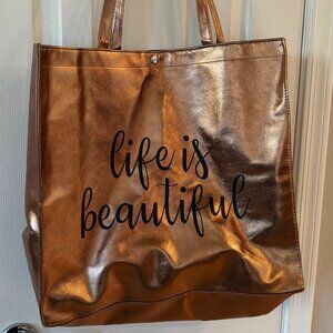 Life is Beautiful Large Bronze Tote